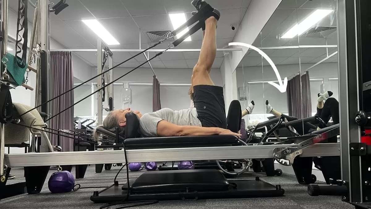 Clinical pilates reformer supine hamstring extension